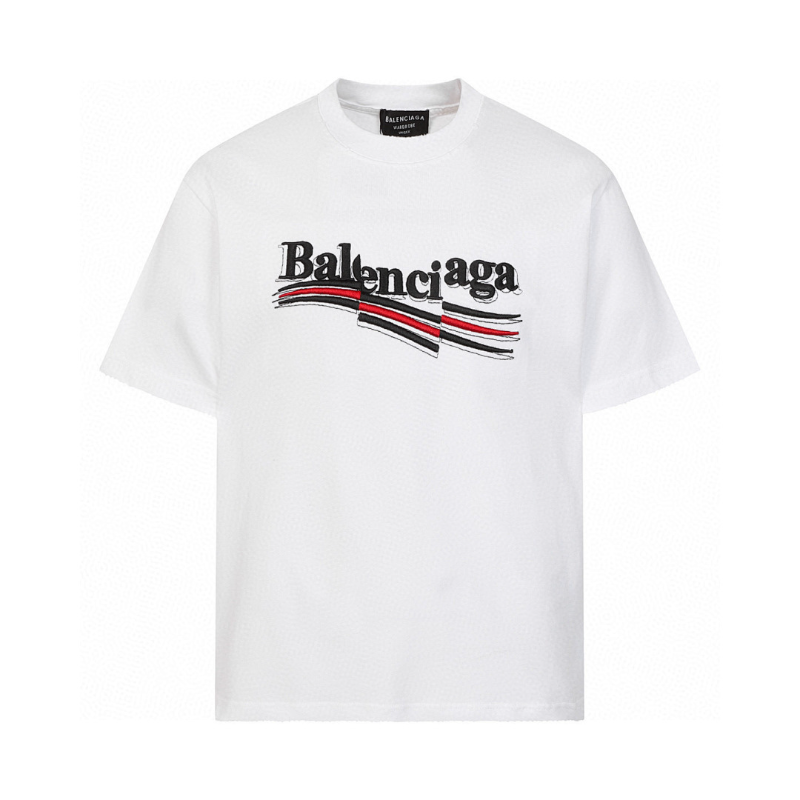 BAC41 High quality men's short sleeved heavy-duty embroidered T-shirt, pure cotton top Clothing