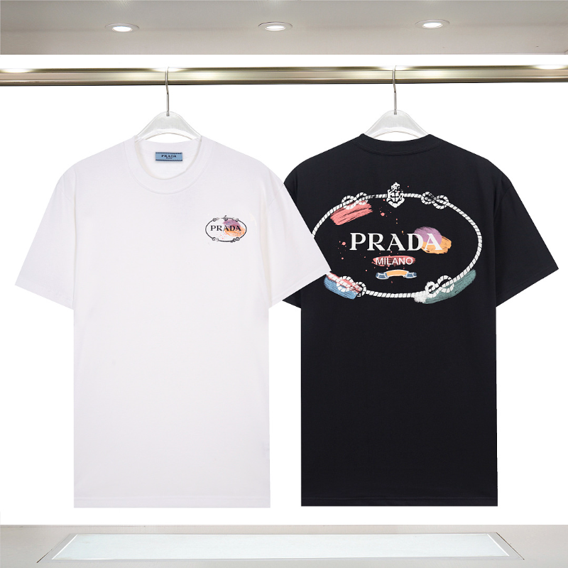 PRC32  New men's and women's summer pure cotton embroidered top T-shirt clothing