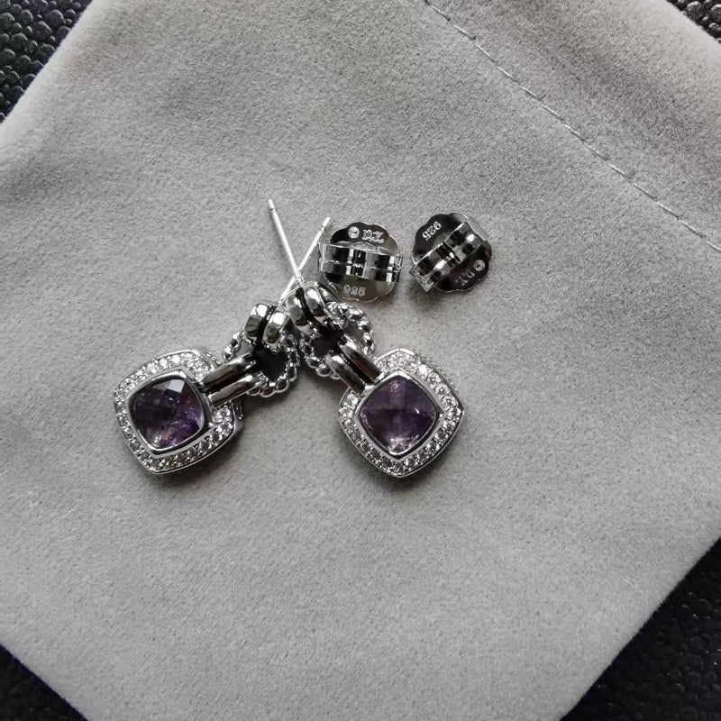 DY DE65 European and American Popular Versatile Zircon Link Twisted Double Button Earrings Jewelry