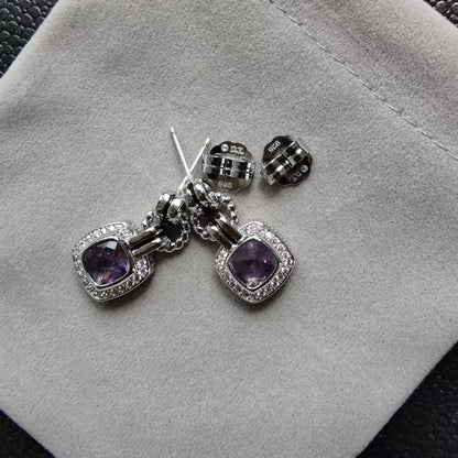 DY DE65 European and American Popular Versatile Zircon Link Twisted Double Button Earrings Jewelry