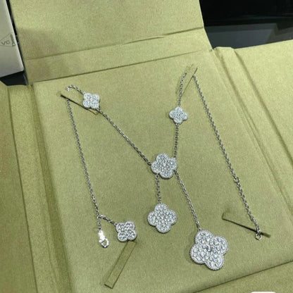VAN45  New women's full diamond six flower necklace jewelry