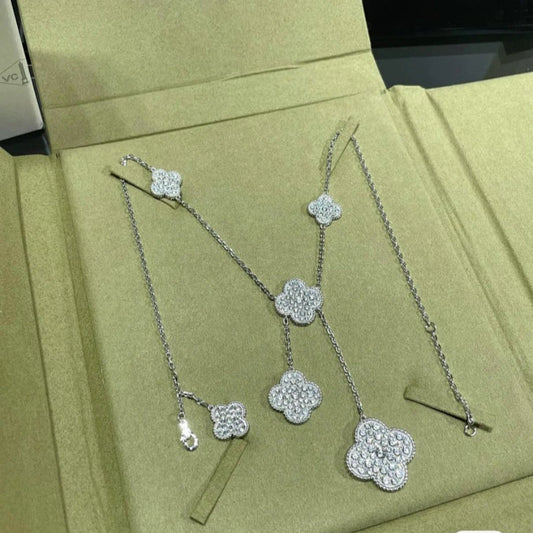 VAN45  New women's full diamond six flower necklace jewelry
