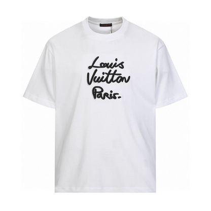 LVC056 High quality men's and women's pure cotton summer short sleeved T-shirt embroidered clothing
