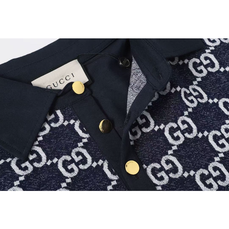 GUC031 New Summer Men's Polo Top with High Quality Beaded Pulling Frame Cotton Fabric Clothing