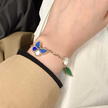 VAB101 Butterfly bracelet, high-end flower and green leaf necklace jewelry ring