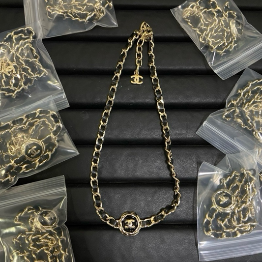 CHN68   New leather black gold necklace jewelry