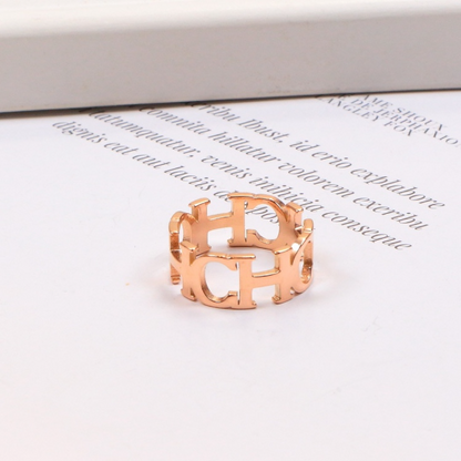 CHR37 Stainless steel large C letter ring women's jewelry