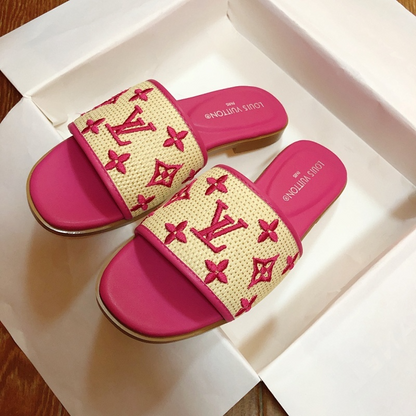 MJLS13 synthetic Leather slippers Women shoes 35-42 With box