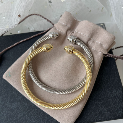 DY  DVB3  Fashionable and popular two tone 5MM bracelet with micro inlaid round head opening jewelry