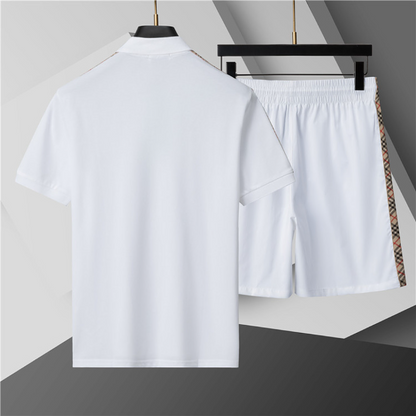 BUC011 New men's summer embroidered polo top+shorts two-piece set Clothing