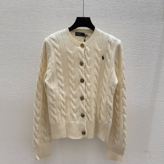 POC3   Women's collar pure cotton knitted cardigan long sleeved clothes