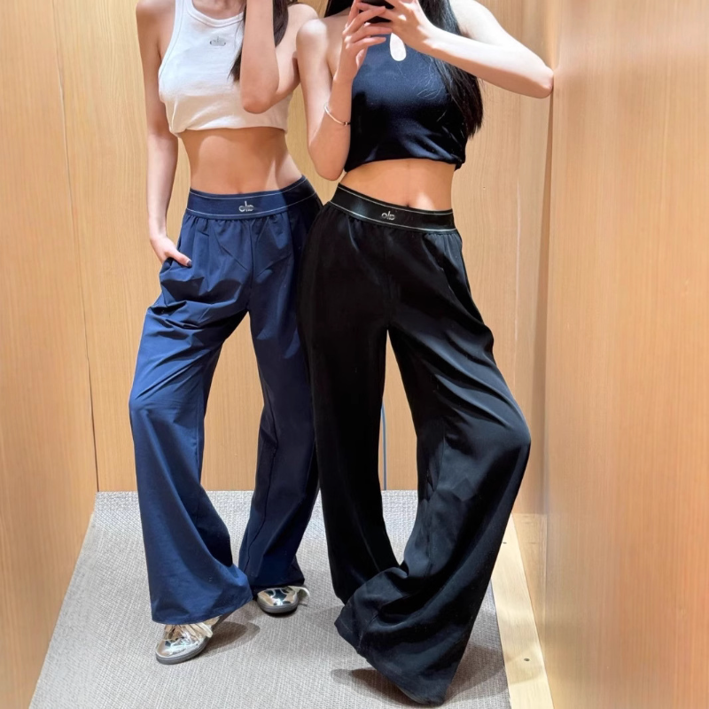 ALS1 sports pants with woven webbing, loose and slimming, slim and lightweight, wide leg pants, high waist pants