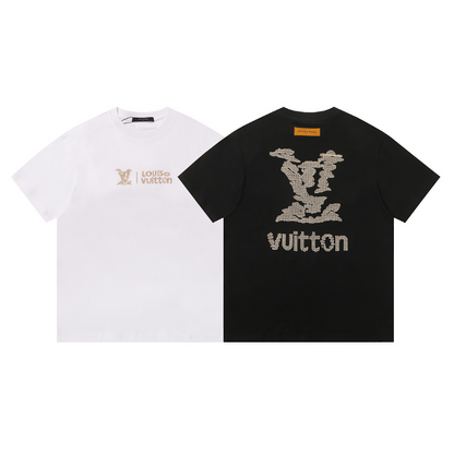LVC157 High quality men's short sleeved heavy-duty embroidered T-shirt, pure cotton top Clothing