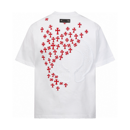 KLC10 High quality men's short sleeved heavy-duty embroidered T-shirt, pure cotton top Clothing
