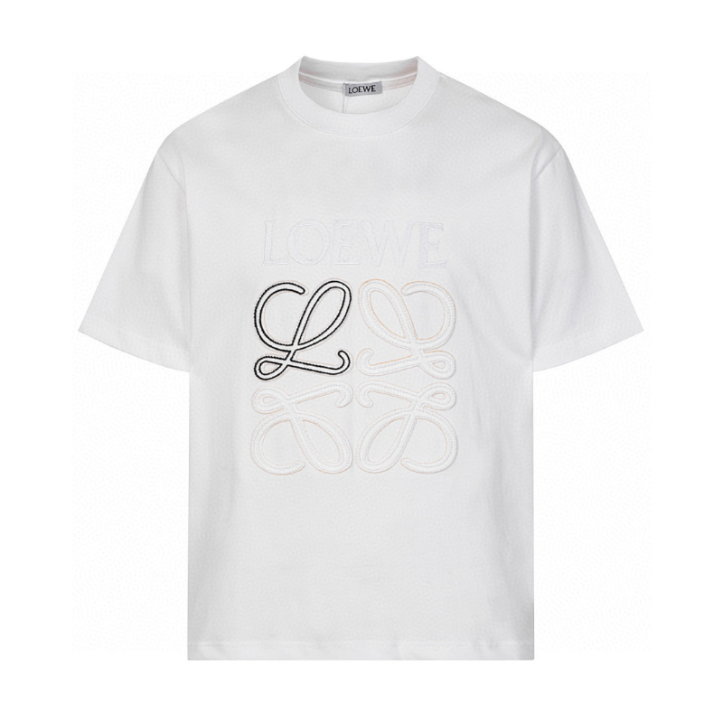 LOC42  High quality men's and women's pure cotton summer short sleeved T-shirt embroidered clothing
