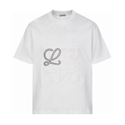 LOC42  High quality men's and women's pure cotton summer short sleeved T-shirt embroidered clothing