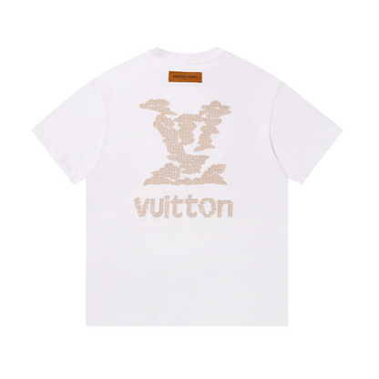LVC157 High quality men's short sleeved heavy-duty embroidered T-shirt, pure cotton top Clothing