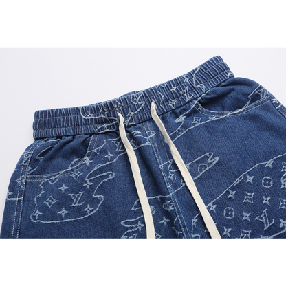LVC210 New men's summer pure cotton denim style shorts casual shorts clothing