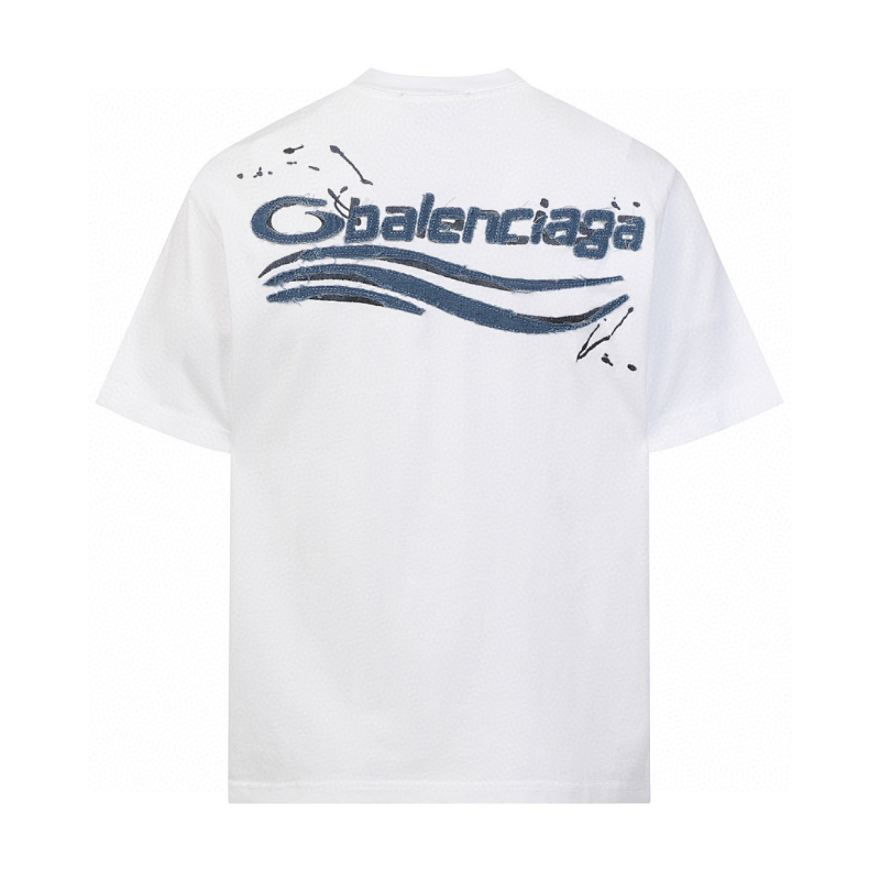 BAC40 High quality men's short sleeved heavy-duty embroidered T-shirt, pure cotton top Clothing