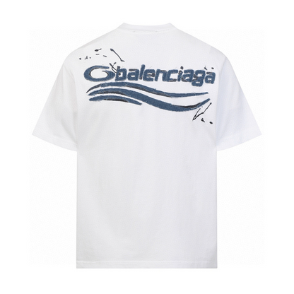 BAC40 High quality men's short sleeved heavy-duty embroidered T-shirt, pure cotton top Clothing