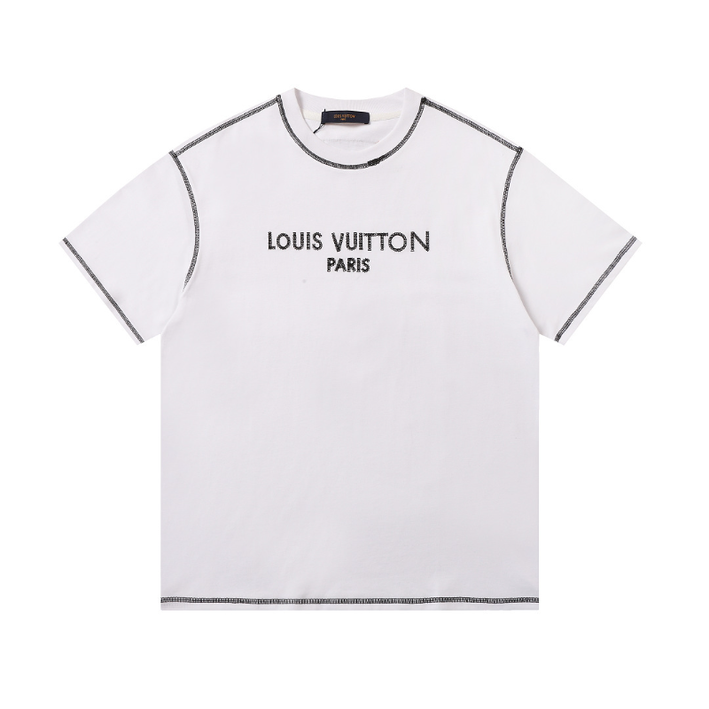 LVC165 High quality men's short sleeved heavy-duty embroidered T-shirt, pure cotton top Clothing