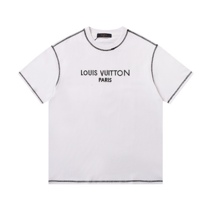 LVC165 High quality men's short sleeved heavy-duty embroidered T-shirt, pure cotton top Clothing