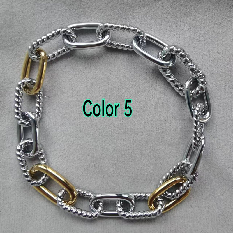 DY DB82 color blocked chain bracelet, popular  twisted wire copper gold-plated bracelet jewelry