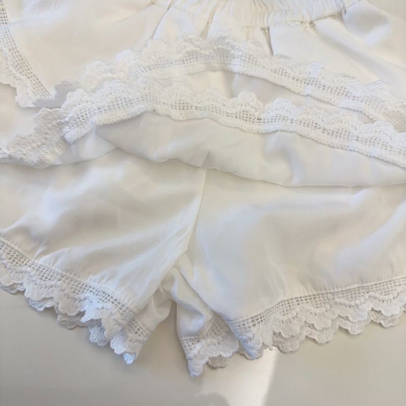 TMIUC2 New girls' summer cotton collar top+cotton shorts set Clothing