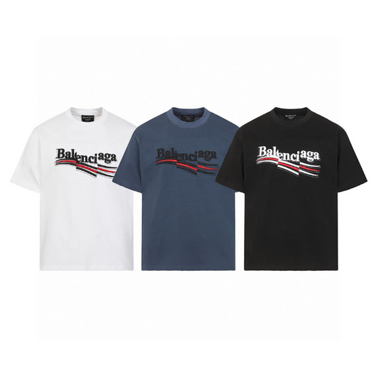BAC41 High quality men's short sleeved heavy-duty embroidered T-shirt, pure cotton top Clothing