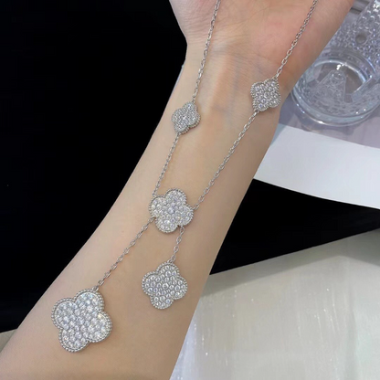 VAN45  New women's full diamond six flower necklace jewelry