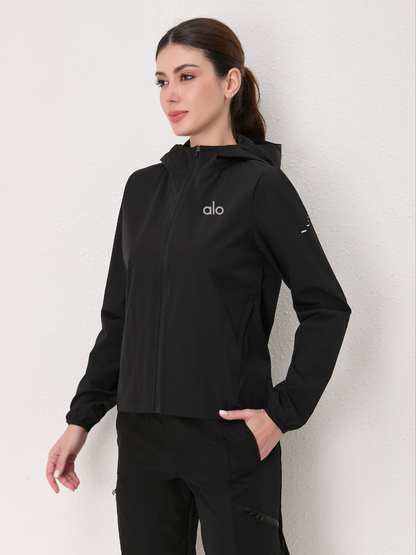 zalo314  Women's sports windbreaker, yoga running gym hooded zipper jacket, thin clothing