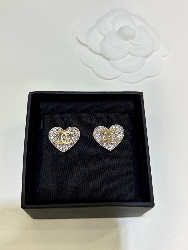 CHN109  Women's 26P Full Diamond Love Double C Earrings Necklace Set Jewelr