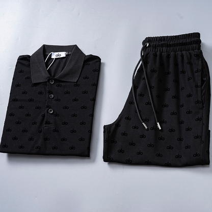 ALOC5 New Men's Summer Cotton Top+Shorts Set Clothing