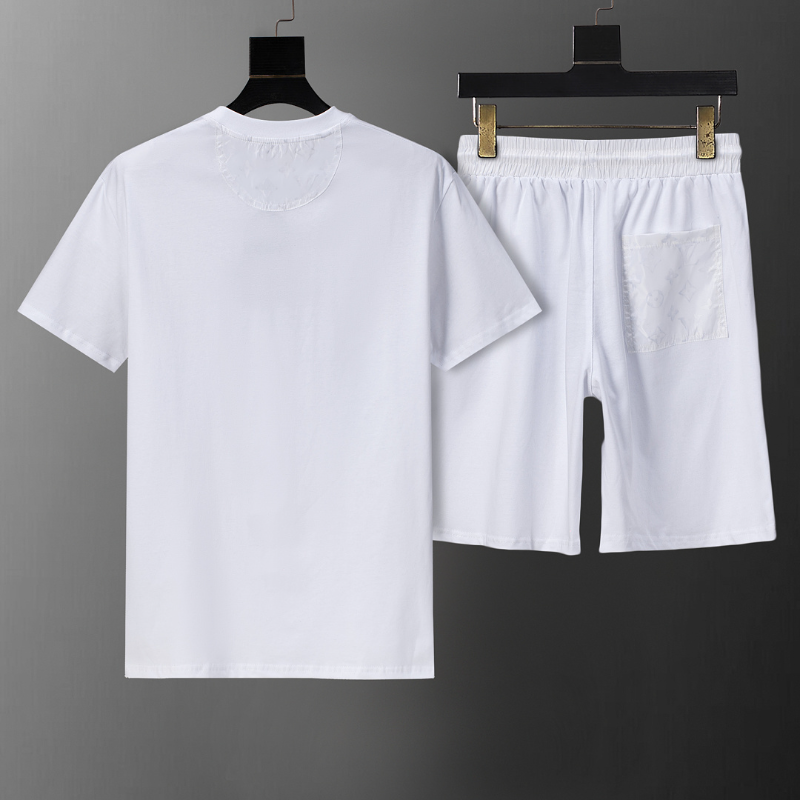 LVC121 New men's summer pure cotton short sleeved top+shorts two-piece outfit Clothing