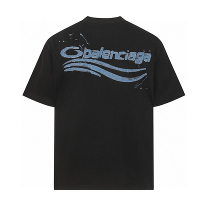 BAC40 High quality men's short sleeved heavy-duty embroidered T-shirt, pure cotton top Clothing