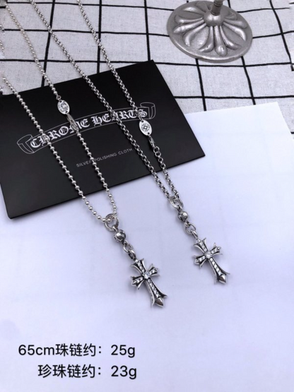 CHSN1  Classic men's and women's diamond studded cross necklace jewelry
