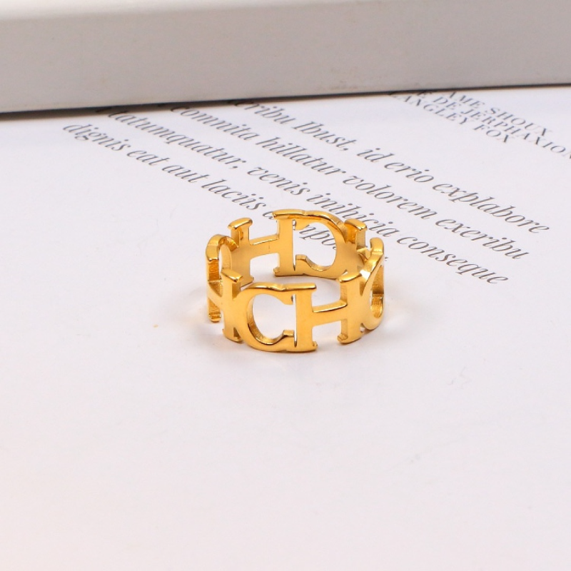 CHR37 Stainless steel large C letter ring women's jewelry