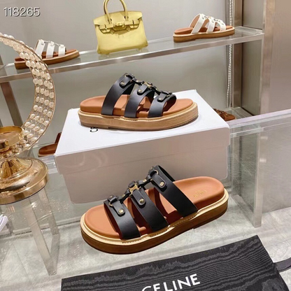 MCS32 Synthetic Leather slippers 35-42 Shoes With box
