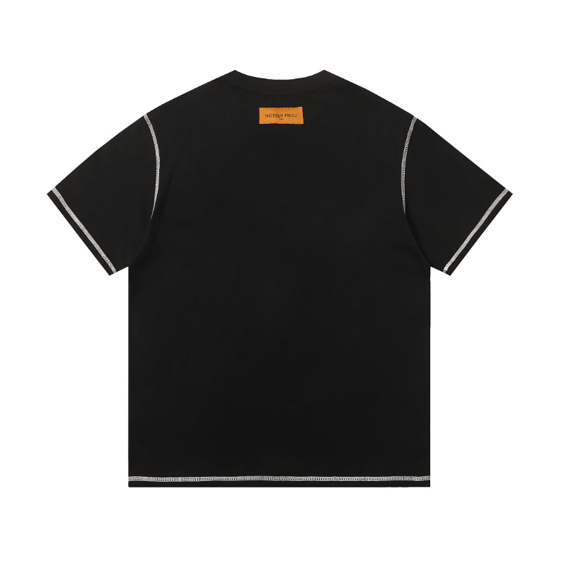 LVC165 High quality men's short sleeved heavy-duty embroidered T-shirt, pure cotton top Clothing
