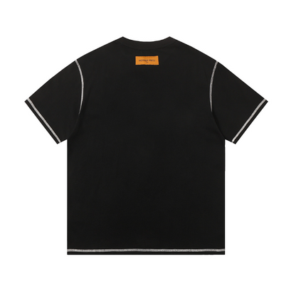 LVC165 High quality men's short sleeved heavy-duty embroidered T-shirt, pure cotton top Clothing