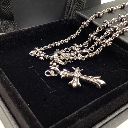 CHSN5 Classic men's and women's diamond studded cross necklace jewelry