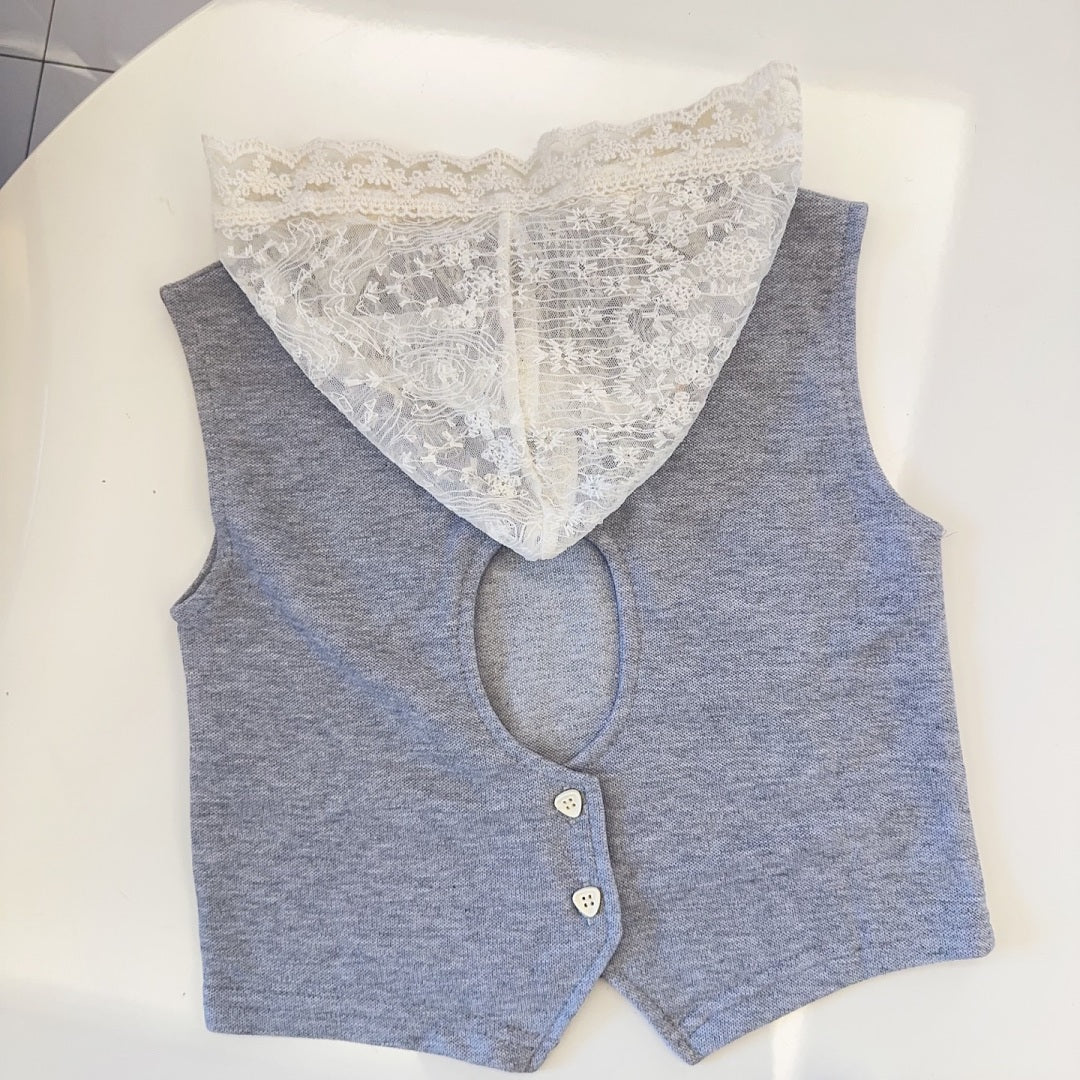 TCHC15  New girls' summer cotton collar top+cotton shorts set Clothing