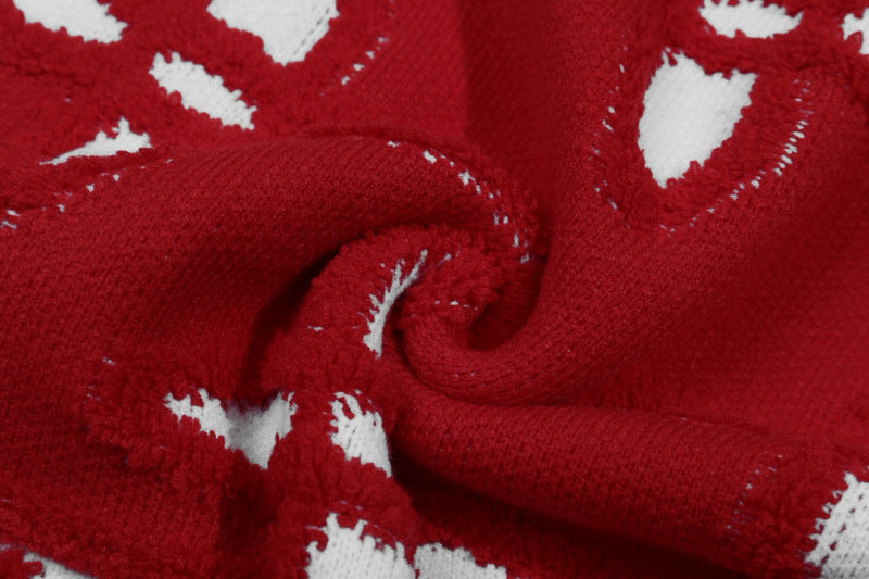 LVC033 New men's and women's autumn and winter cross towel embroidered pattern round neck wool knitted sweater clothing