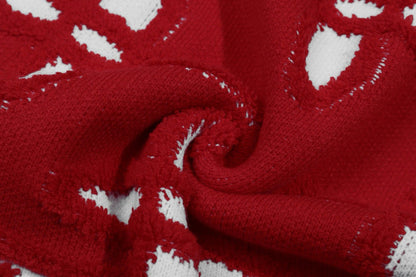 LVC033 New men's and women's autumn and winter cross towel embroidered pattern round neck wool knitted sweater clothing