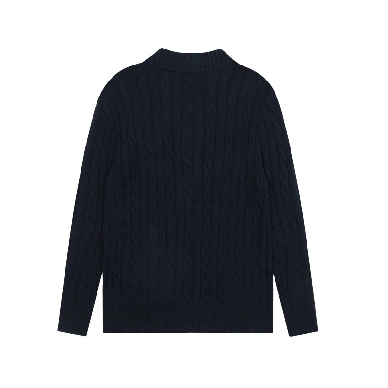 LFC18 New high-quality men's and women's ruff half zip solid pony embroidery logo Fried Dough Twists knitting sweater Clothing