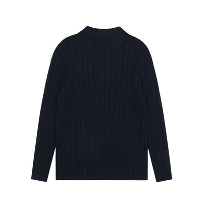 LFC18 New high-quality men's and women's ruff half zip solid pony embroidery logo Fried Dough Twists knitting sweater Clothing