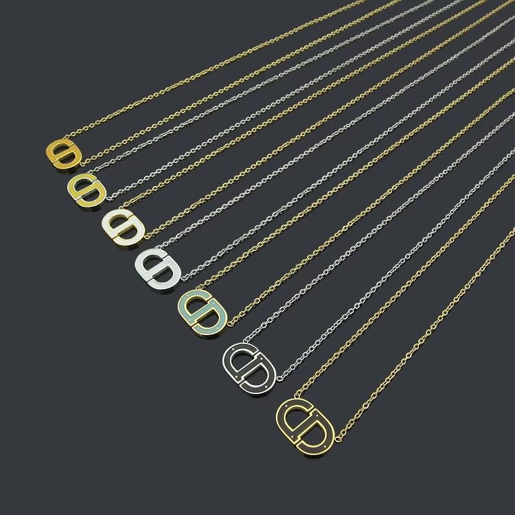 DN01   Colorful Letter Pendant Necklace Jewelry