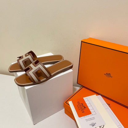 MHS17 Leather slippers Women shoes 35-43 With box