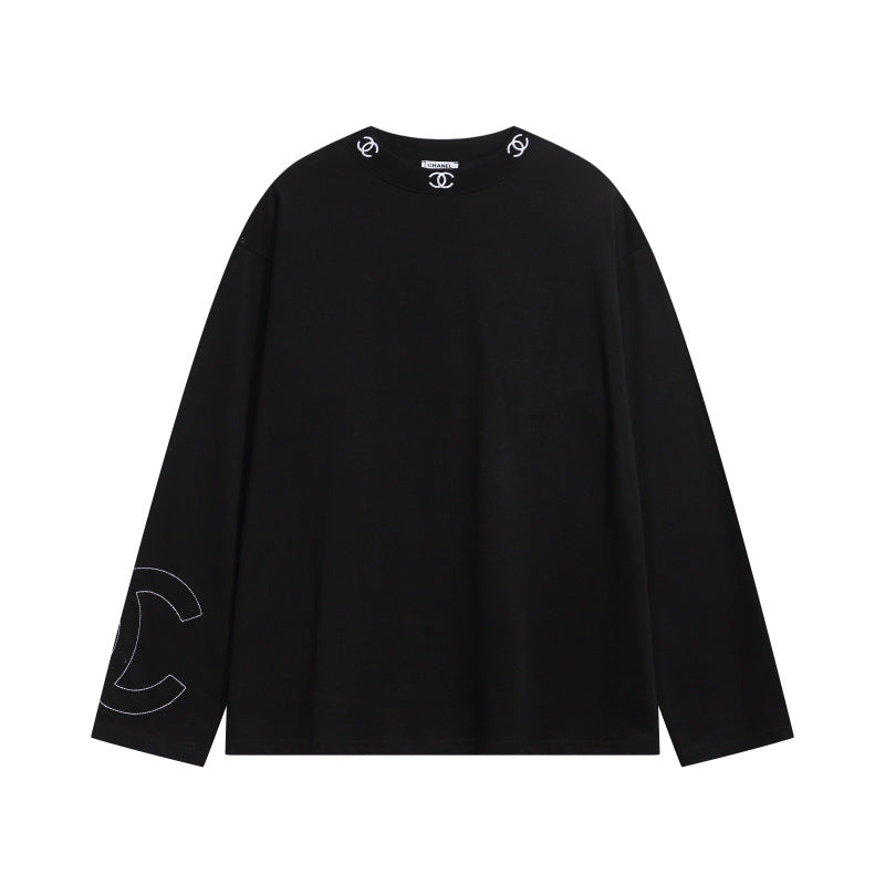 CHC01 New women's autumn and winter pure cotton long sleeved base embroidered clothing