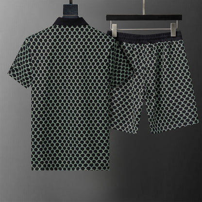 LVC195 New men's short sleeved polo top+shorts clothing